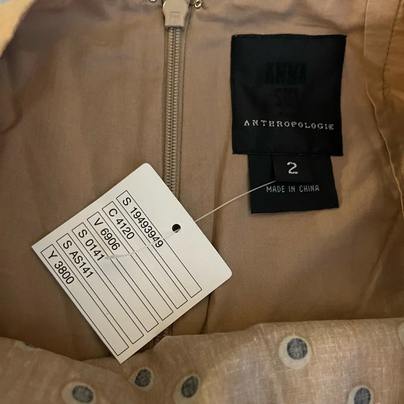 Anna Sui x Anthropologie Dots After Six Skirt, Tan/Black, Size 2, NWT - Picture 3 of 10